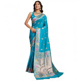 Women's Faux_Banarasi_Silk Woven Saree With Unstitched Blouse 5.5Mtr (Turquoise)