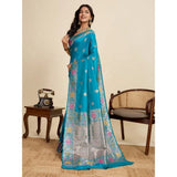 Women's Faux_Banarasi_Silk Woven Saree With Unstitched Blouse 5.5Mtr (Turquoise)