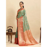 Women's Faux_Banarasi_Silk Woven Saree With Unstitched Blouse 5.5Mtr (Green)