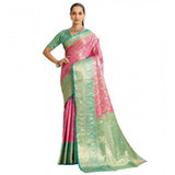 Women's Faux_Banarasi_Silk Woven Saree With Unstitched Blouse 5.5Mtr (Pink)