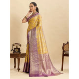 Women's Faux_Banarasi_Silk Woven Saree With Unstitched Blouse 5.5Mtr (Yellow)