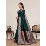 Women's Jacquard Woven Saree With Unstitched Blouse 5.5Mtr (Green)