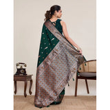 Women's Jacquard Woven Saree With Unstitched Blouse 5.5Mtr (Green)