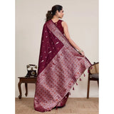 Women's Jacquard Woven Saree With Unstitched Blouse 5.5Mtr (Maroon)