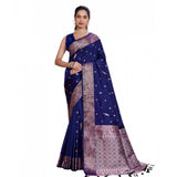 Women's Jacquard Woven Saree With Unstitched Blouse 5.5Mtr (Navy)