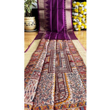 Purple Tussar Silk Madhubani Saree with unstitched blouse (5.5Mtr), traditional Indian wear on mannequin