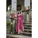 Women's Silk_Blend Butti Pattern Saree With Unstitched Blouse 5.5Mtr (Pink)
