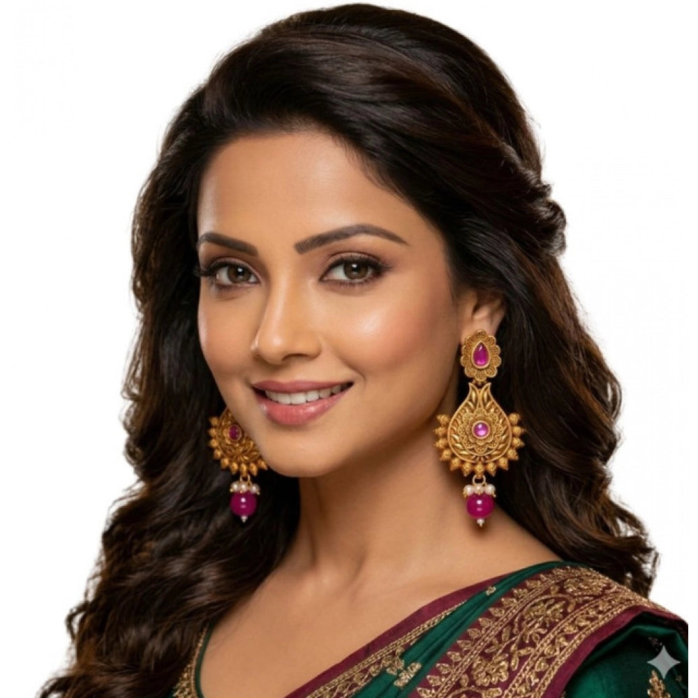 Multi-colored zinc alloy gold-plated chandbali earrings for women - avoid contact with water and harsh chemicals