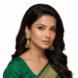 Multicolor zinc alloy gold-plated jhumka earrings pack for women, avoid water and harsh chemicals