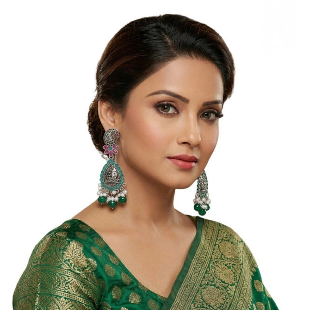 Multi-colored zinc alloy gold-plated chandbali earrings for women, avoid water and harsh chemicals