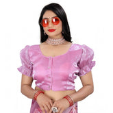Light pink Jimmy Solid elastic sleeve blouse, alterable up to size 42 for women's fashion