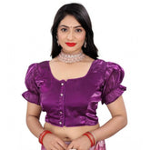 Purple Jimmy Solid elastic sleeve blouse, alterable up to size 42 - women's designer apparel