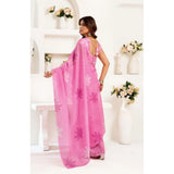 Women's Faux Linen Floral Ready to wear Saree With Unstitched Blouse 5.5Mtr (Light_Pink)