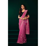 Women's Net Sequence Saree With Unstitched Blouse 5.5Mtr (Light Pink)