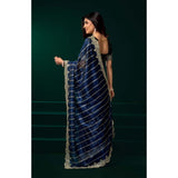 Women's Net Sequence Saree With Unstitched Blouse 5.5Mtr (Blue)