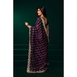 Women's Net Sequence Saree With Unstitched Blouse 5.5Mtr (Wine)