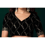 Women's Net Sequence Saree With Unstitched Blouse 5.5Mtr (Olive)
