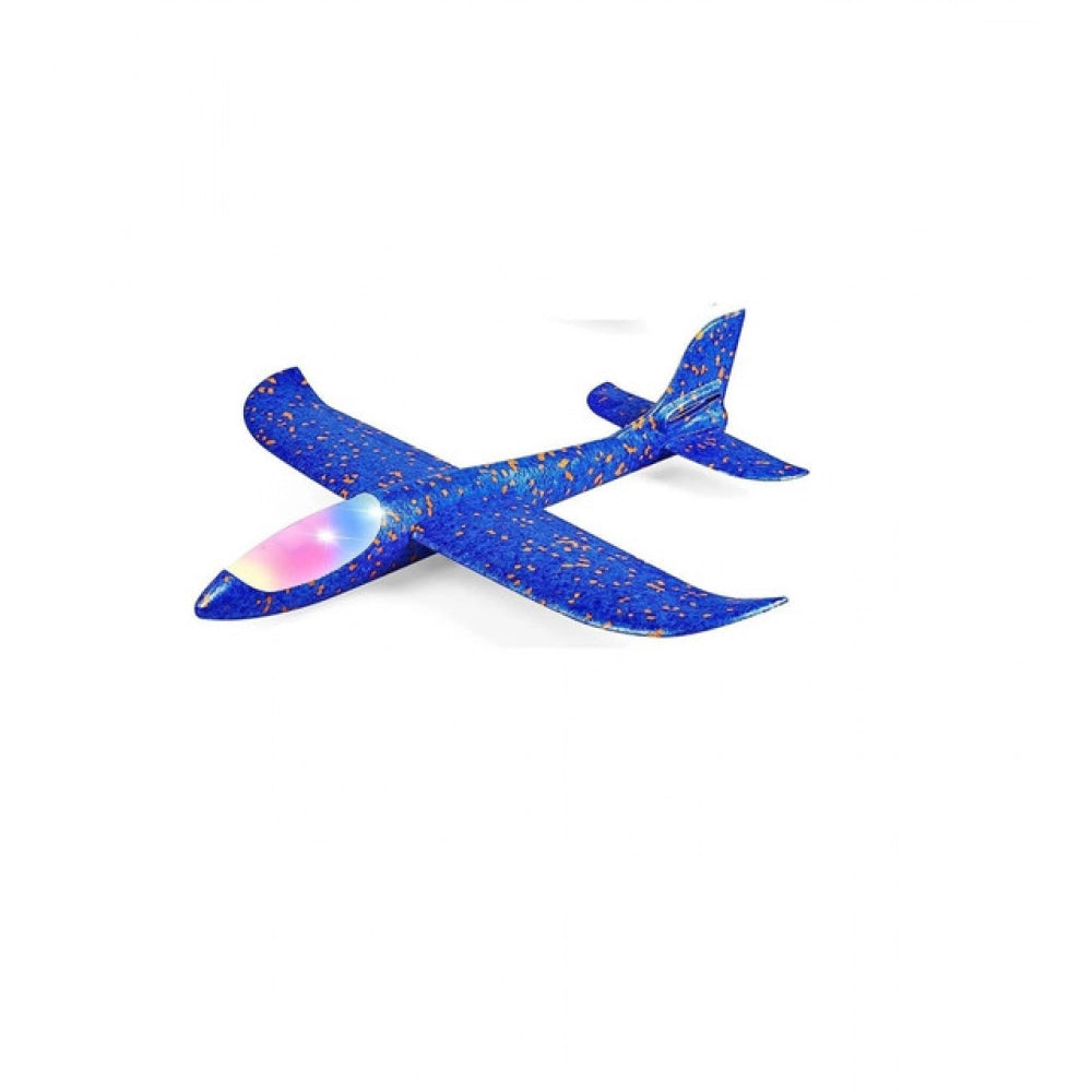 Blue-Multicolor EPP foam galaxy hand throw LED glider airplane for kids aged 5+ years