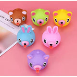 Multi-colored animal faces squishy stress balls (5pc), kid-friendly rubber-PVC toys for stress relief