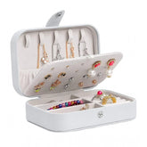 White-Cream PU Leather Solid Jewelry Storage Box for portable jewelry organization