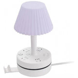 Plastic-LED Ribbed Shade Table Lamp with USB Charging Base (White)