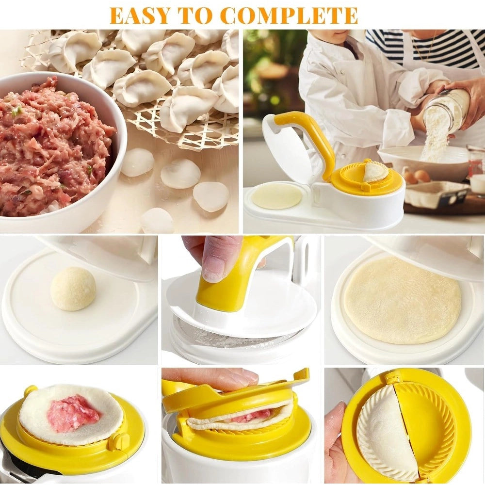 Yellow-white plastic solid dumpling maker mold press for easy homemade dumplings