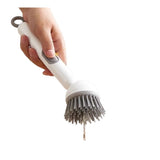 TPR-Plastic Solid Electric Liquid Soap Dispensing Cleaning Brush with Handle (Grey-White)