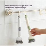 TPR-Plastic Solid Electric Liquid Soap Dispensing Cleaning Brush with Handle (Grey-White)
