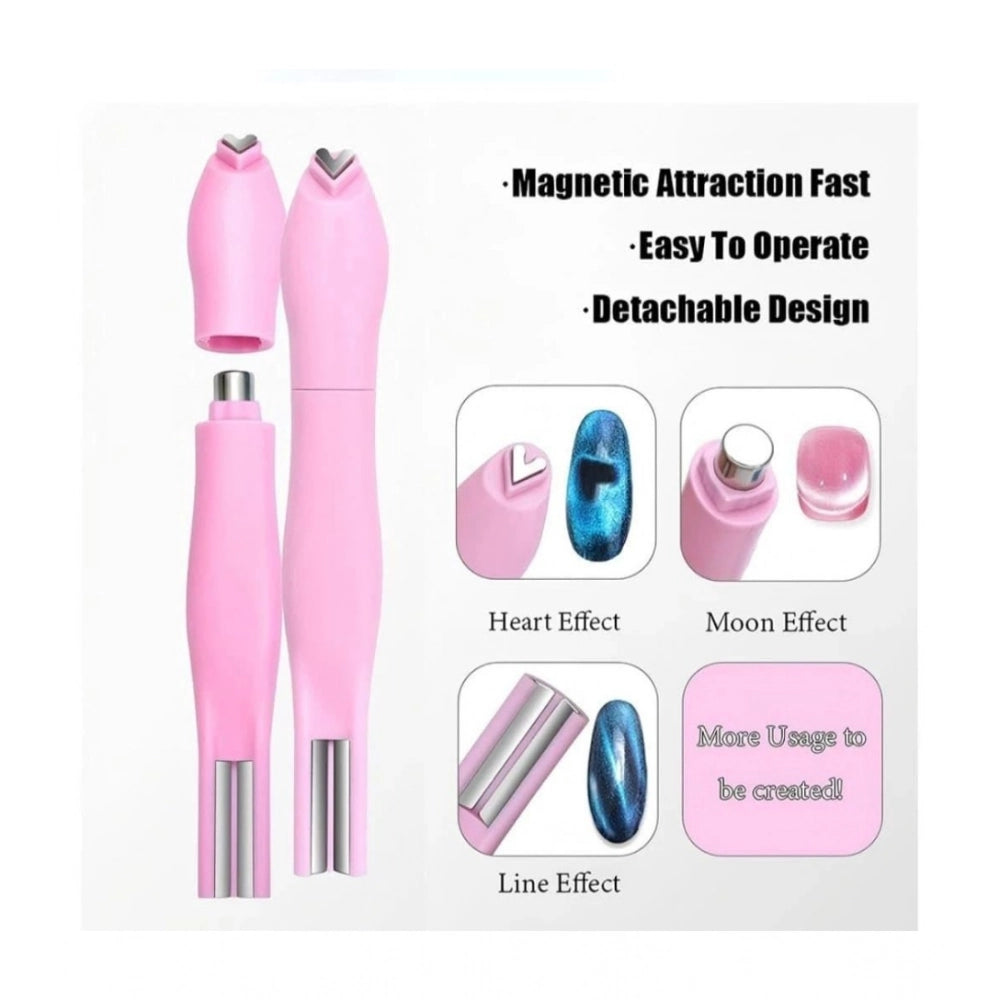 Multicolor plastic solid magnetic nail art pen set for easy application