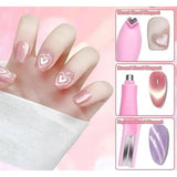 Multi-colored plastic solid magnetic nail art pen set for easy application on nails