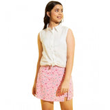 Pink-White polyester lurex sleeveless top set, vibrant printed pattern for girls fashion