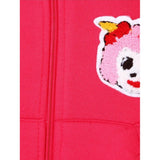 Magenta fleece printed long sleeves hoodie jacket for girls, perfect casual wear for chilly days