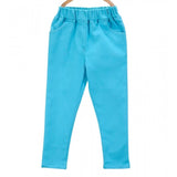 Blue denim girls' elastic jeggings, solid pattern for casual wear