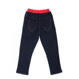 Black denim girl's ribbed elastic jeans, suitable for casual wear