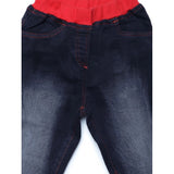 Black denim ribbed elasticated jeans for girls, comfortable fit for casual wear