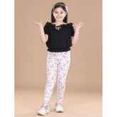 Multicolor cotton lycra floral elasticated jeggings for girls, comfortable activewear with eye-catching pattern