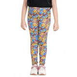 Multi-colored cotton lycra floral elasticated jeggings for girls, vibrant pattern with stretch waist