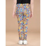 Multicolor floral cotton lycra elasticated jeggings for girls, ideal for casual wear