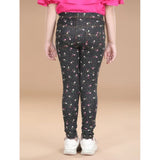 Multicolor cotton-lycra floral elasticated jeggings for girls, perfect for casual wear