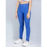 Blue cotton lycra elasticated jeggings for girls