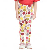 Multicolor cotton-lycra floral elasticated jeggings for girls, vibrant floral pattern on flexible material
