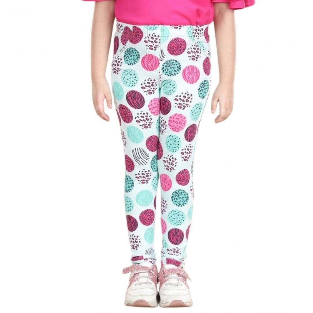 Multi-colored cotton lycra floral elasticated jeggings for girls, ideal for casual wear with a vibrant pattern