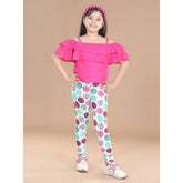 Multi-colored cotton lycra floral elasticated jeggings for girls, versatile casual wear
