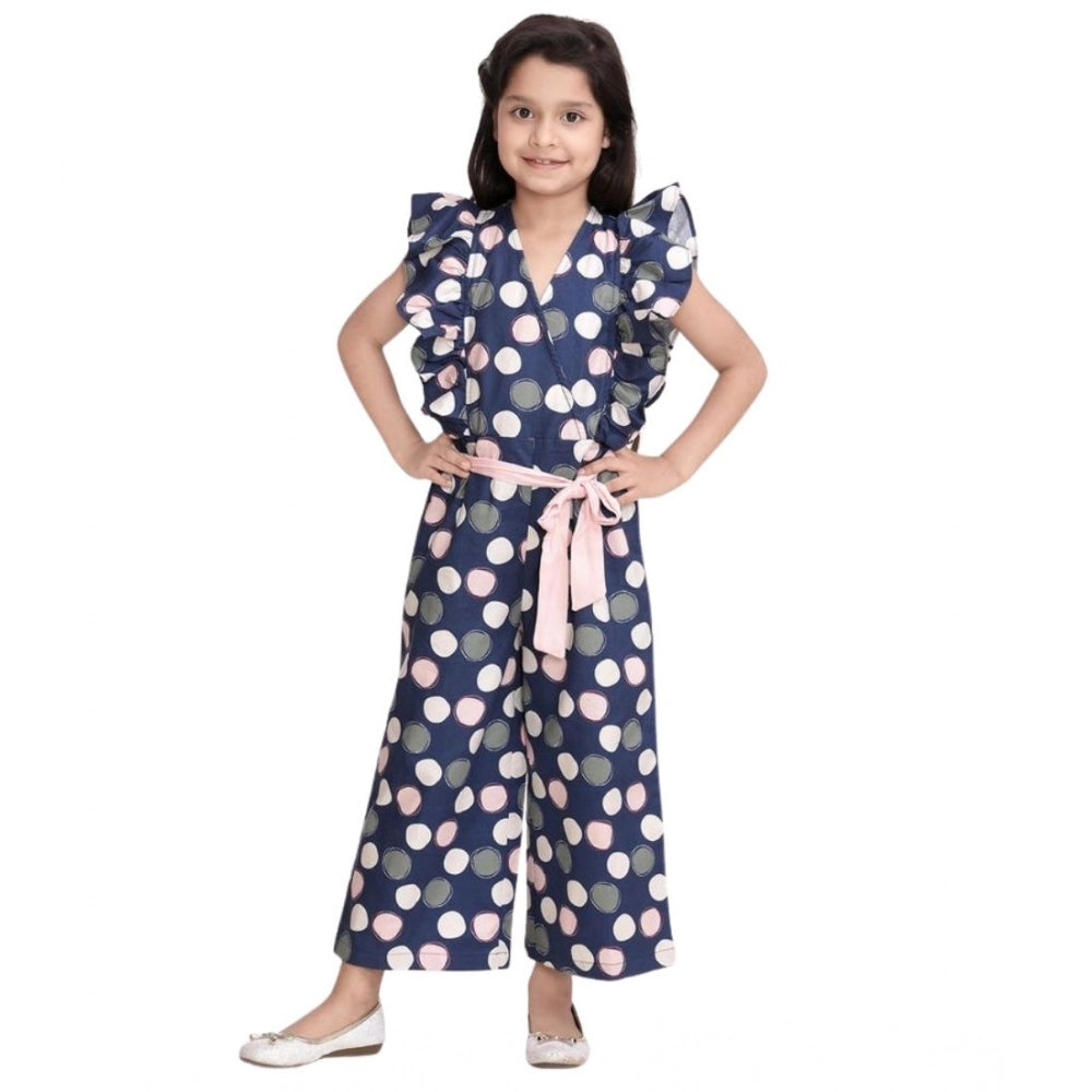 Multicolor rayon polka flutter jumpsuit for girls, vibrant pattern on display