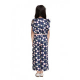 Multicolor rayon polka flutter jumpsuit for girls, vibrant pattern and v-neck design