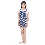 Blue-Pink rayon polka sleeveless jumpsuit for girls, stylish square neck design