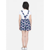 Blue-Pink rayon polka sleeveless jumpsuit for girls, vibrant polka pattern on soft fabric