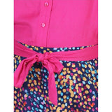 Multicolor girl's bodice-rayon sleeveless jumpsuit, color-block pattern on polyester crepe