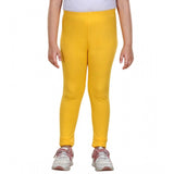 Yellow cotton-lycra elasticated leggings for girls, comfortable activewear
