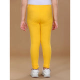 Yellow cotton lycra leggings for girls, elasticated for comfort and versatile wear